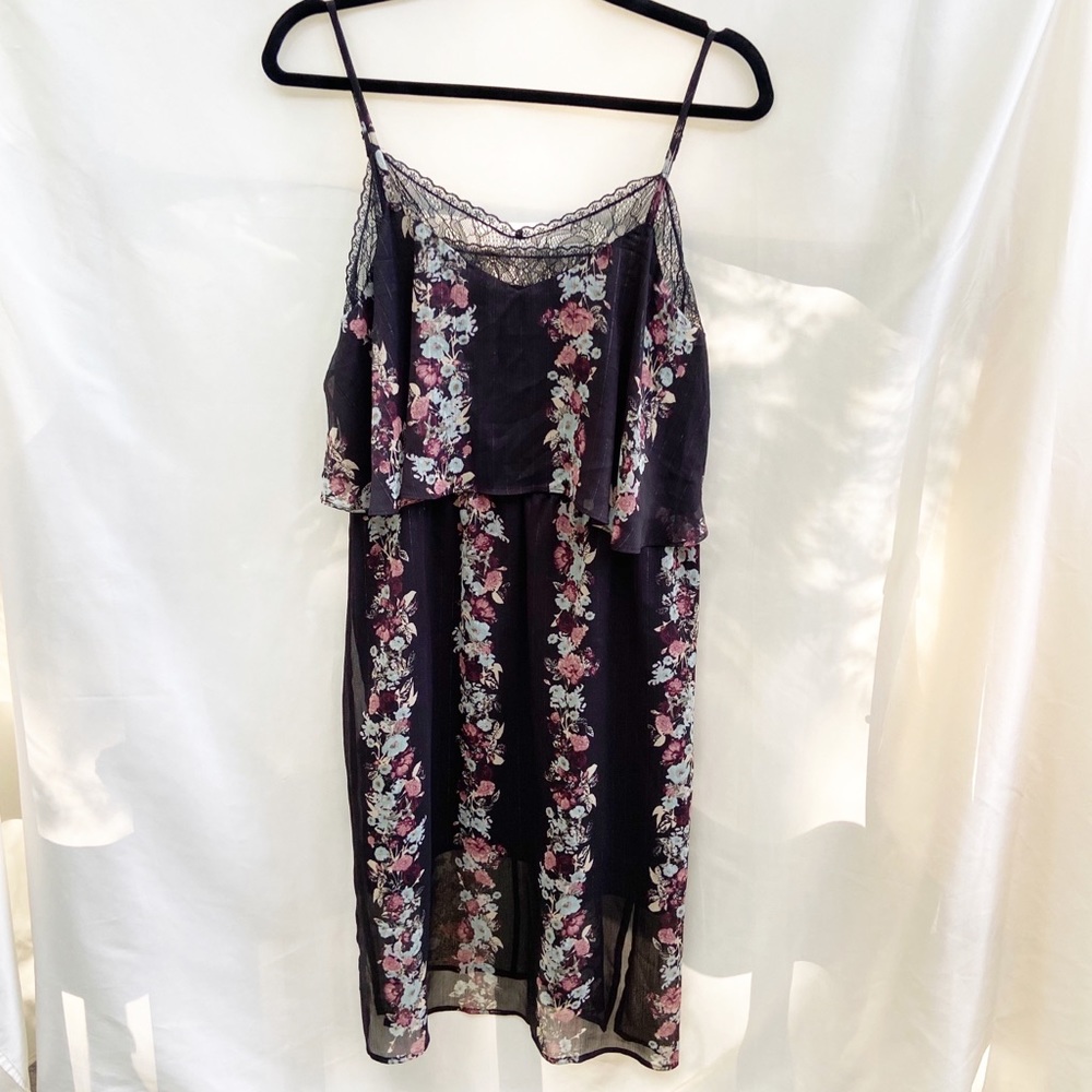 BCBGeneration Black Lace Floral Dress Medium